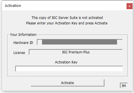 License Activation Window
