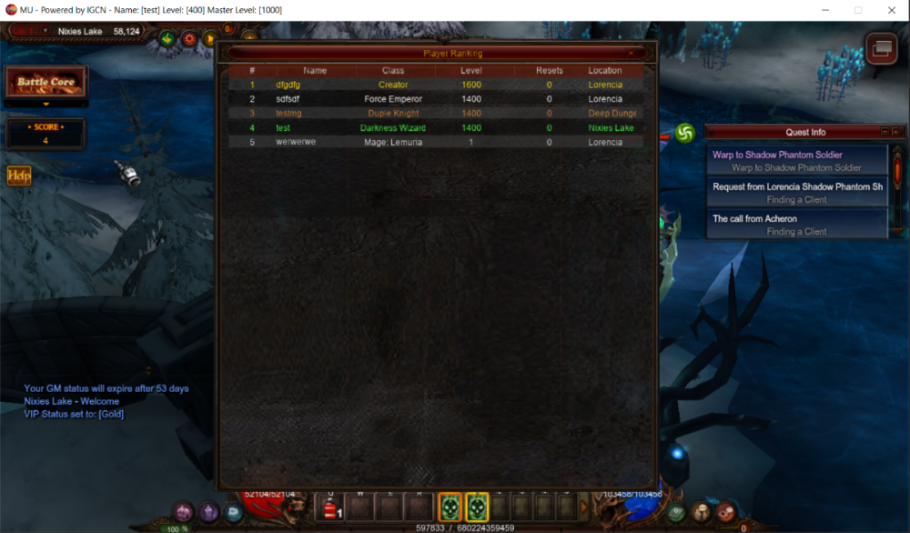 InGame Ranking Panel | IGCN